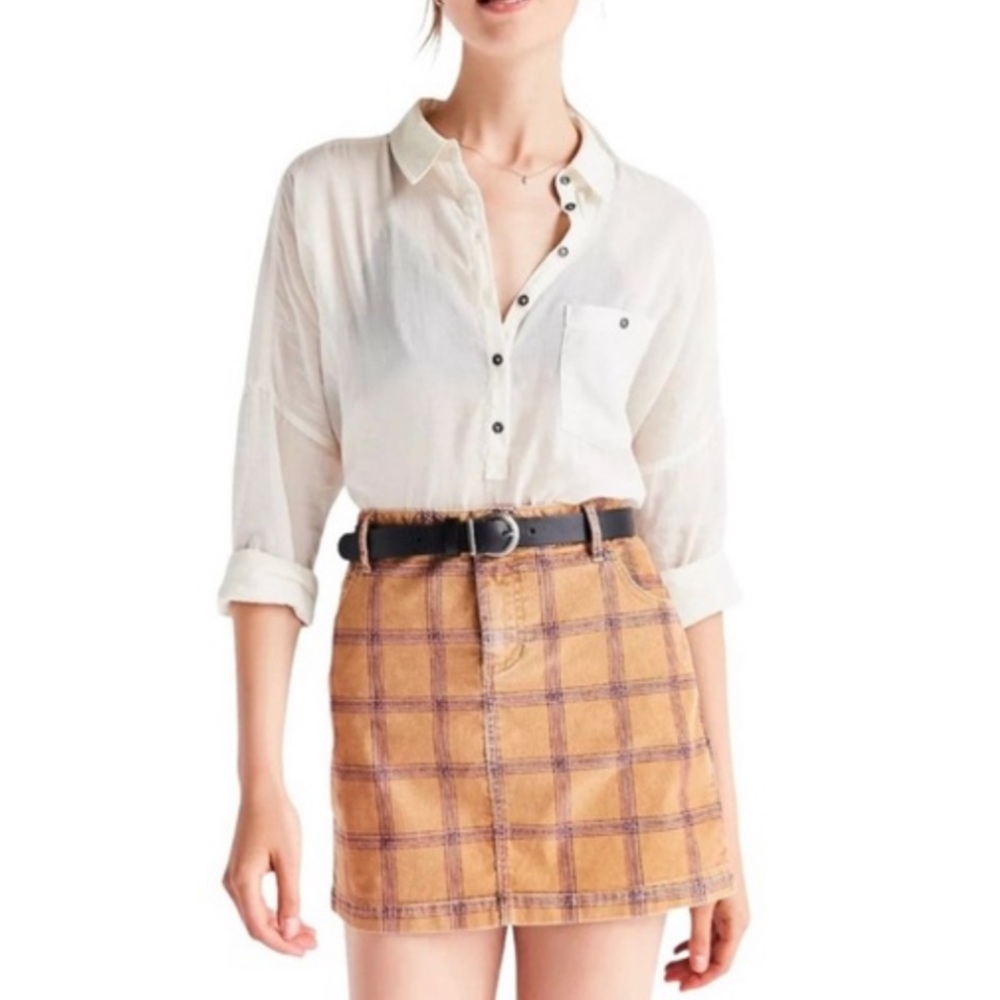 Like-new BDG mustard plaid corduroy skirt